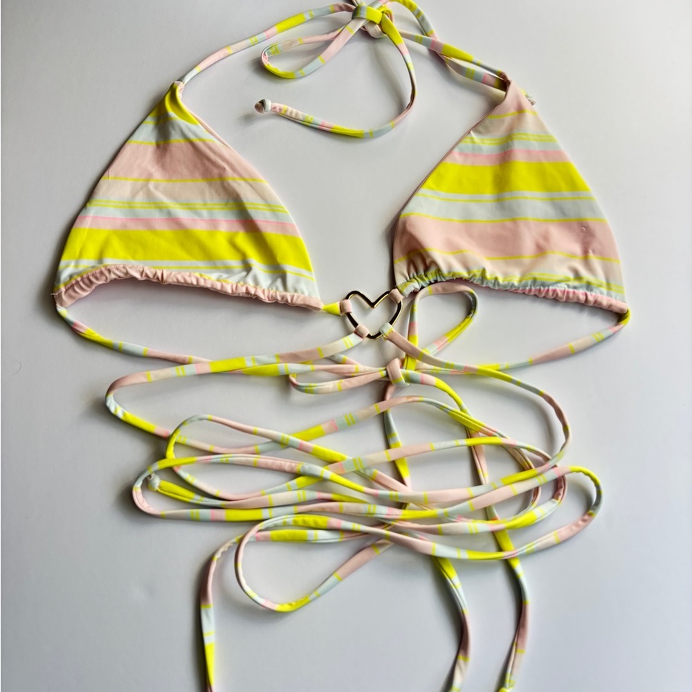 Frankie's Bikinis Pastel Striped Bikini Top NWOT